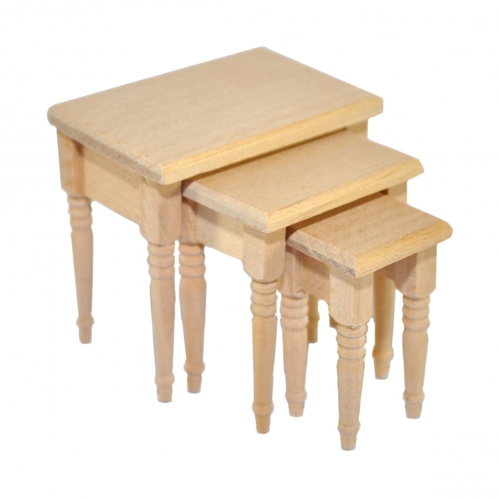 Bare Wood Nest of Tables for 12th Scale Dolls House