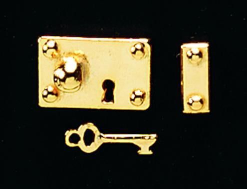 Brass Lock and Key Set for 12th Scale Dolls House