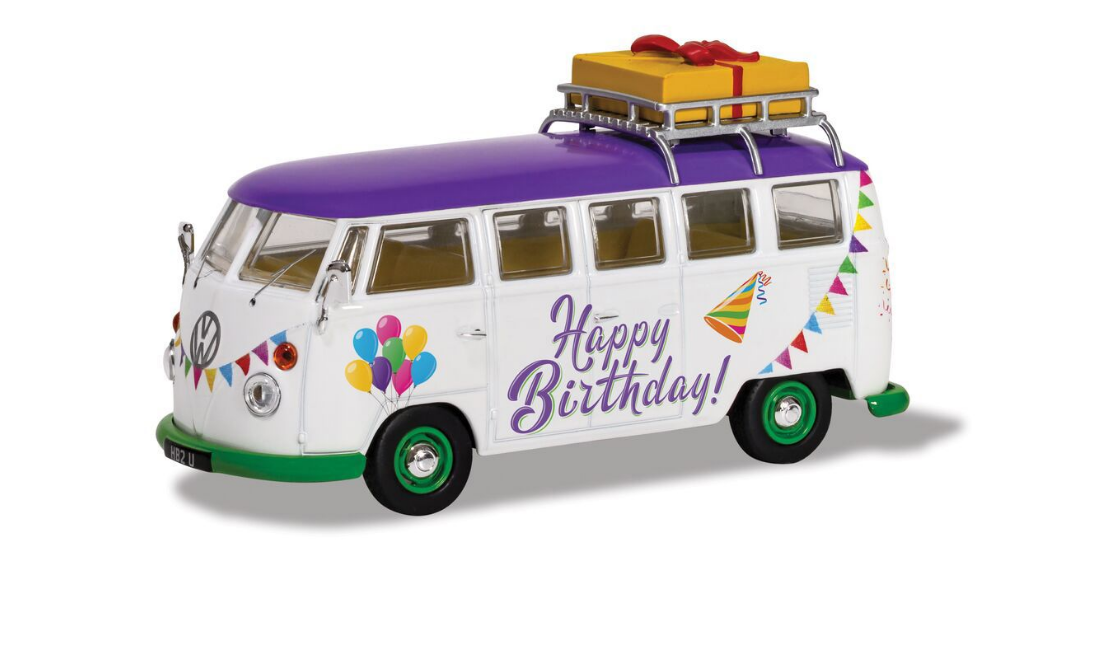Corgi 1/43 Scale Volkswagen Campervan Happy Birthday Die Cast Model