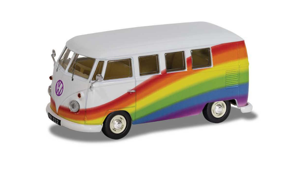 Corgi 1/43 Scale Volkswagen Campervan Peace Love and Rainbows Die Cast Model