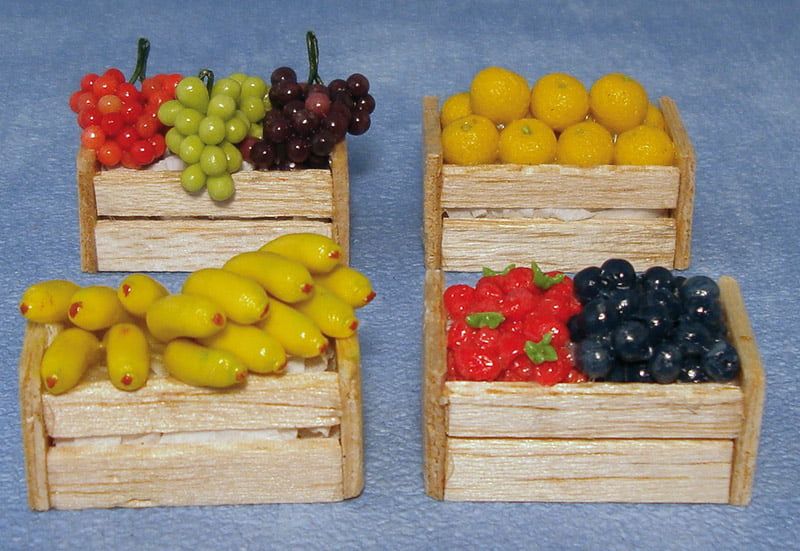 Fruit Crates x 4 for 12th Scale Dolls House