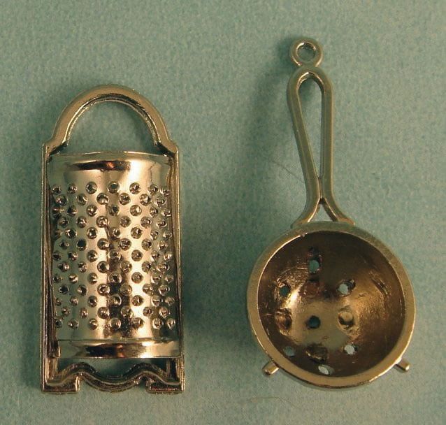Metal Sieve and Grater for 12th Scale Dolls House