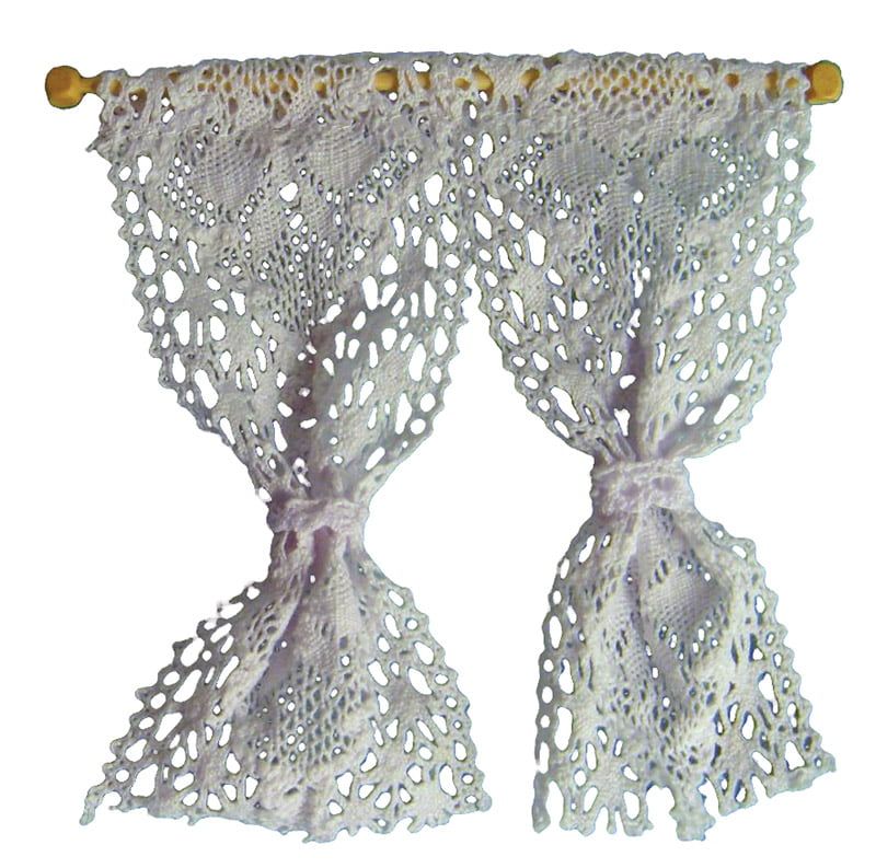 White Net Curtains and Pole for 12th Scale Dolls House