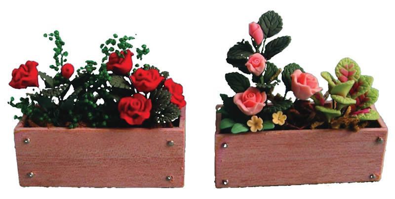 Pack of 1 Rose Window Box for 12th Scale Dolls House