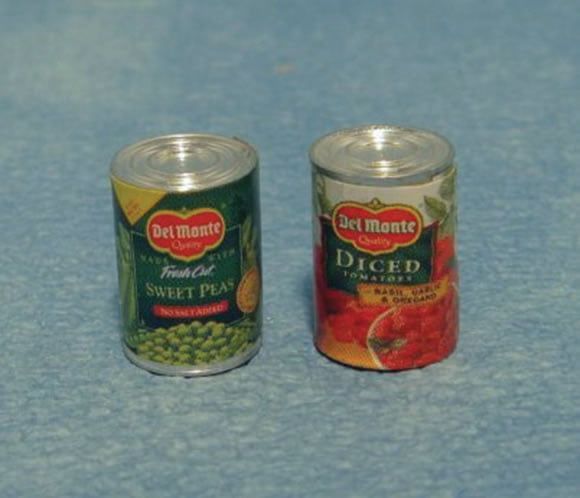 2 x Tins of Vegtables for 12th Scale Dolls House