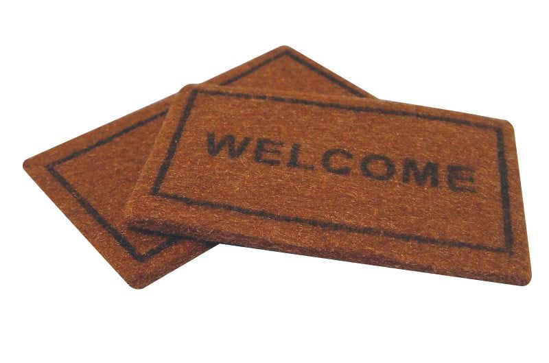 Welcome Mat and Plain Coir Style Doormat for 12th Scale Dolls House