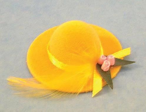 Ladies Yellow Hat with Band and Flower for 12th Scale Dolls House