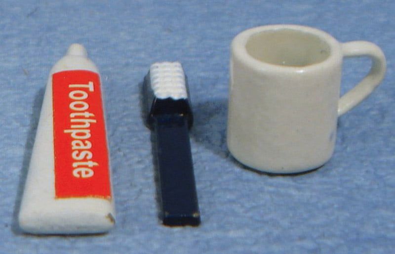 Toothbrush, Paste and Mug Set for 12th Scale Dolls House