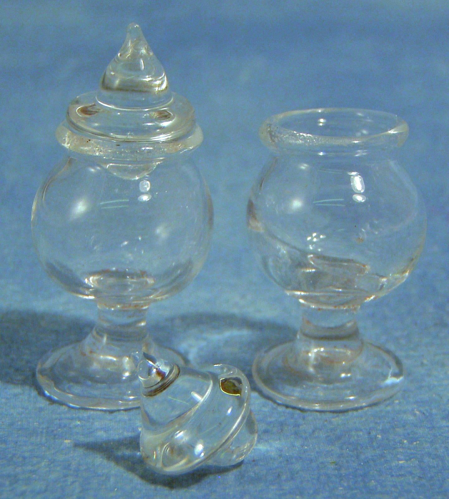 Glass Sweet Jar and Lid x 2 for 12th Scale Dolls House
