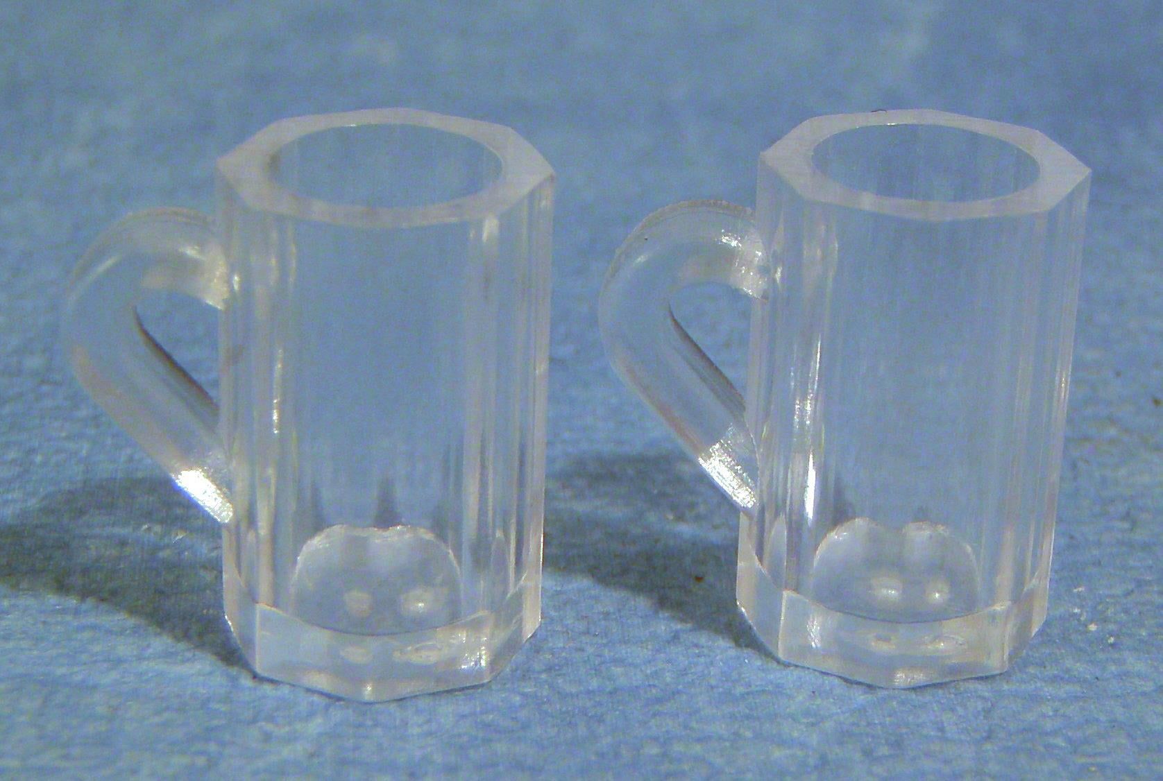 Glass Beer Mug x 2 for 12th Scale Dolls House
