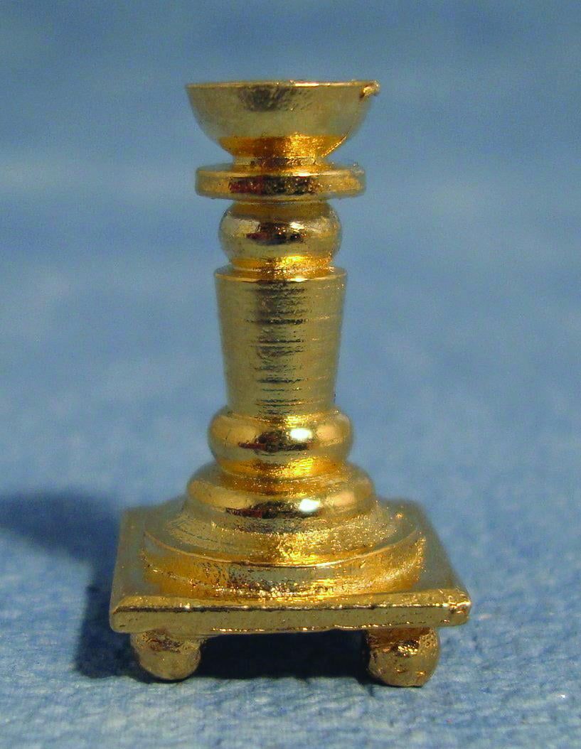 Large Gold Candlestick with Square Base for 12th Scale Dolls House