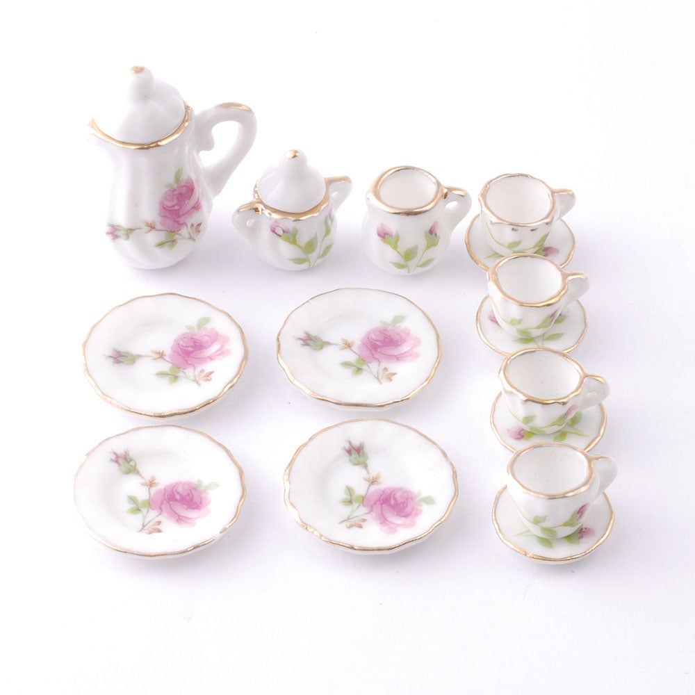 Pink Rose Coffee Set for 12th Scale Dolls House