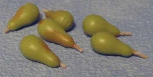 Green Pears x 6 for 12th Scale Dolls House