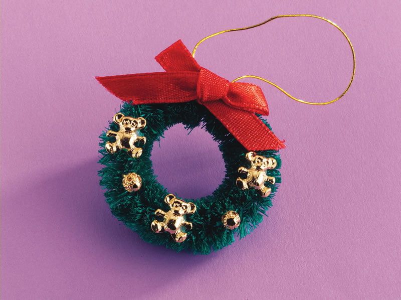 Christmas Teddy Wreath for 12th Scale Dolls House