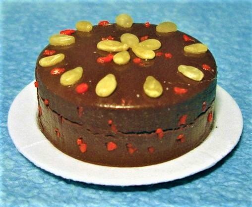 Fruit Cake on a Plate for 12th Scale Dolls House