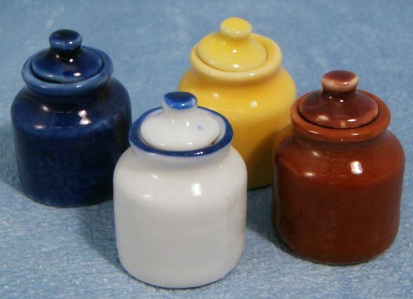 Storage Jars Assorted Colours x 4 for 12th Scale Dolls House