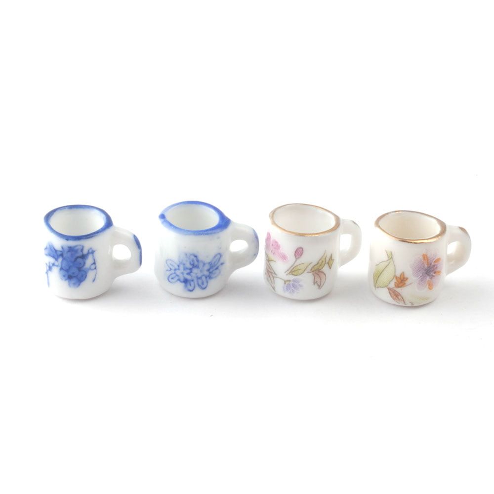 Floral Mugs x 4 for 12th Scale Dolls House