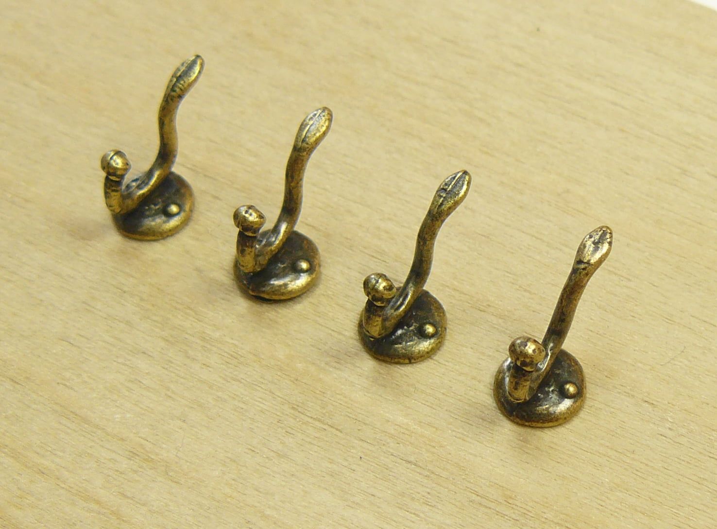 Antique Coat Hooks x 4 for 12th Scale Dolls House