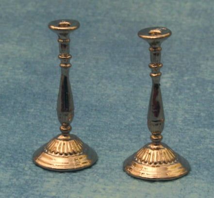 Silver Candlesticks x 2 for 12th Scale Dolls House