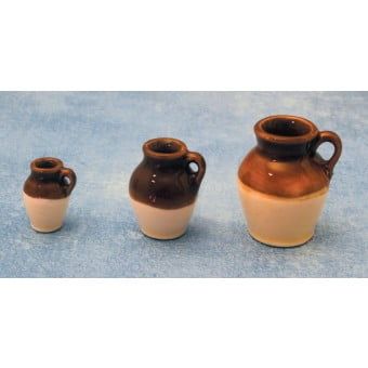 Stoneware Jugs x 3 for 12th Scale Dolls House