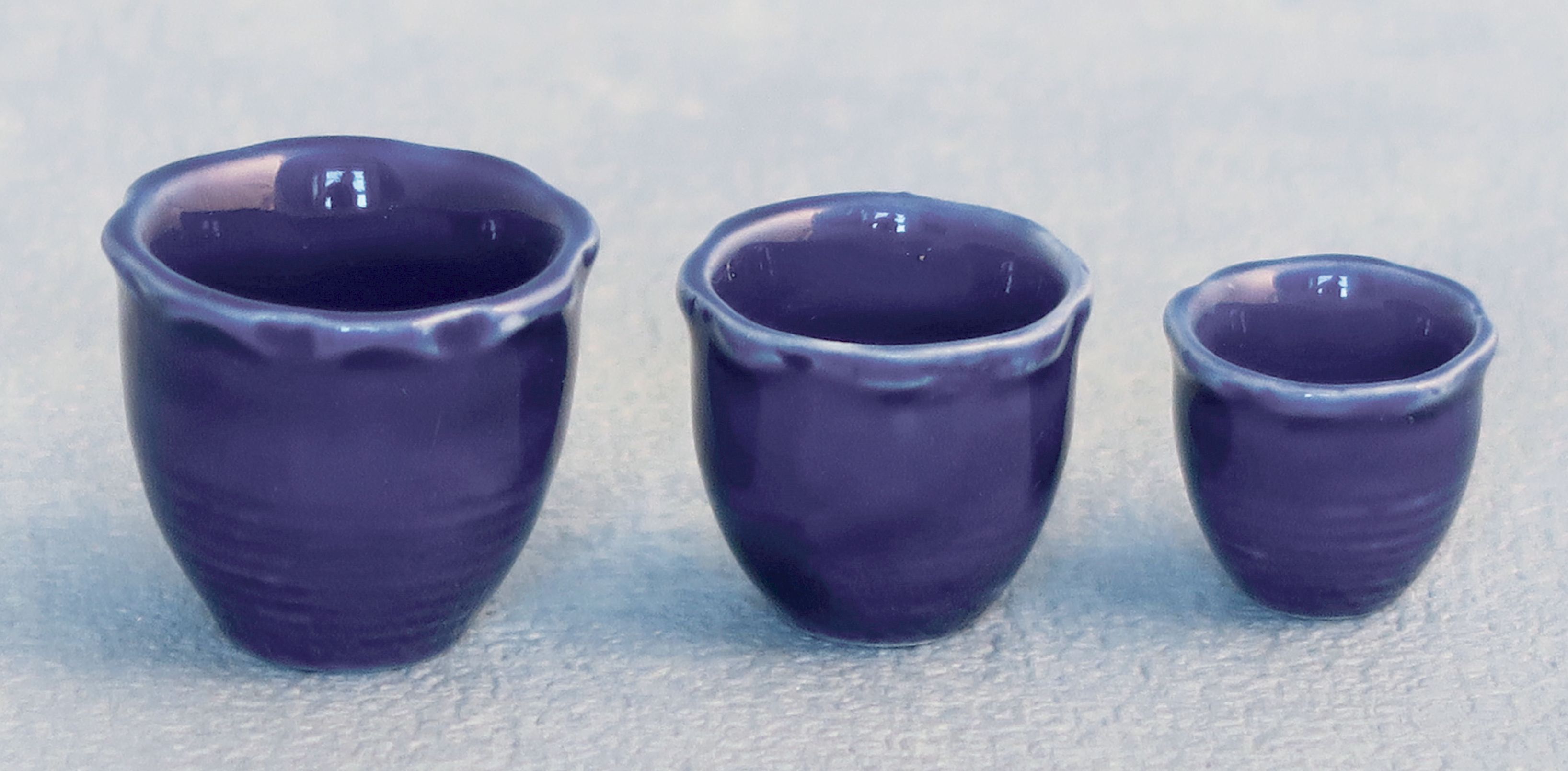 Set of 3 Blue Pots for 12th Scale Dolls House