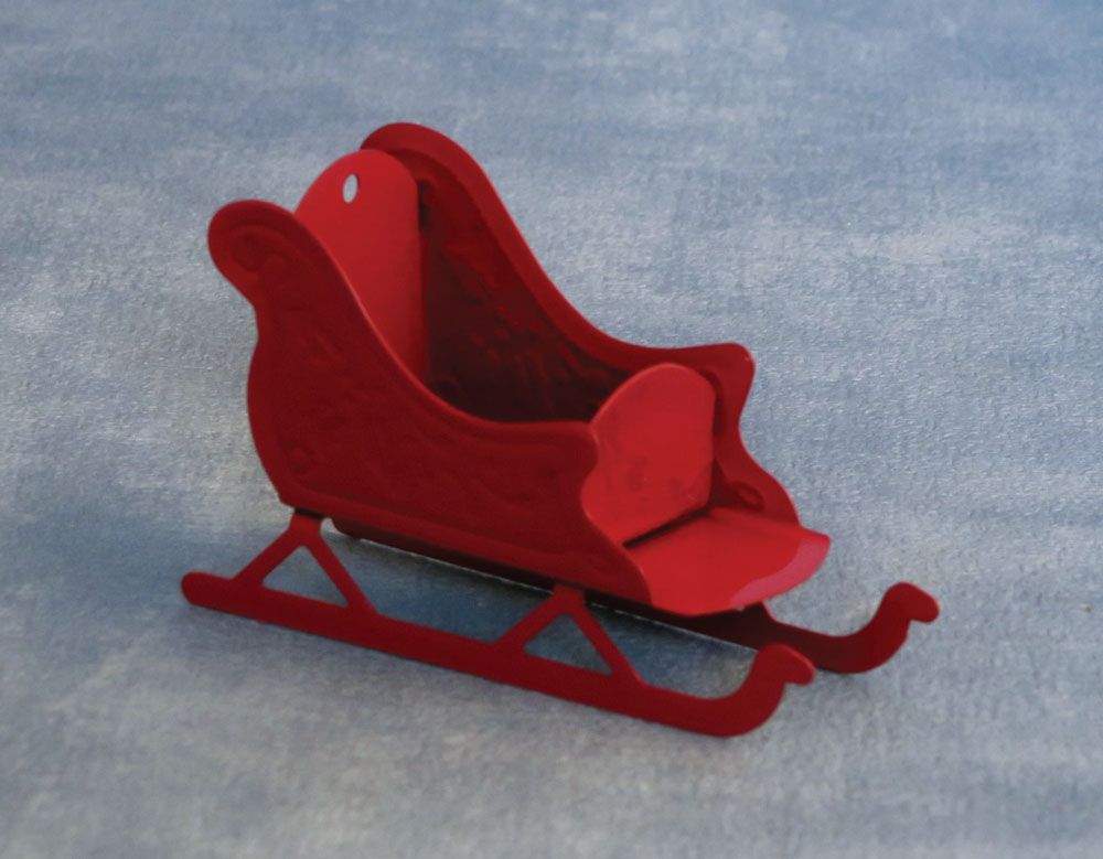 Red Metal Sleigh for 12th Scale Dolls House