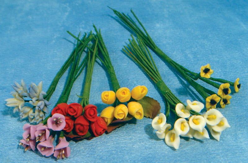 Bunches of Flowers x 6 for 12th Scale Dolls House