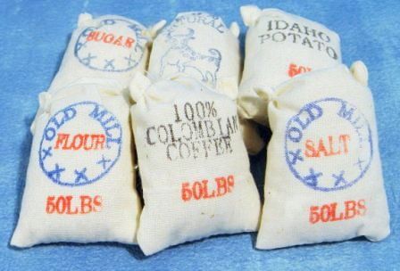 Assorted Sacks x 6 for 12th Scale Dolls House
