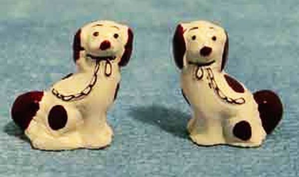 Staffordshire Dogs China Ornaments x 2 for 12th Scale Dolls House