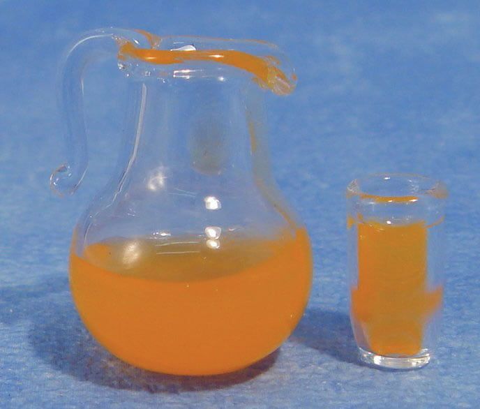 Jug Glass and Orange Juice for 12th Scale Dolls House