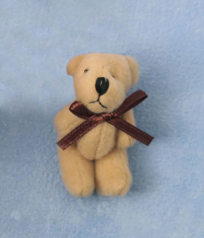 Childs Teddy Bear with Bow for 12th Scale Dolls House