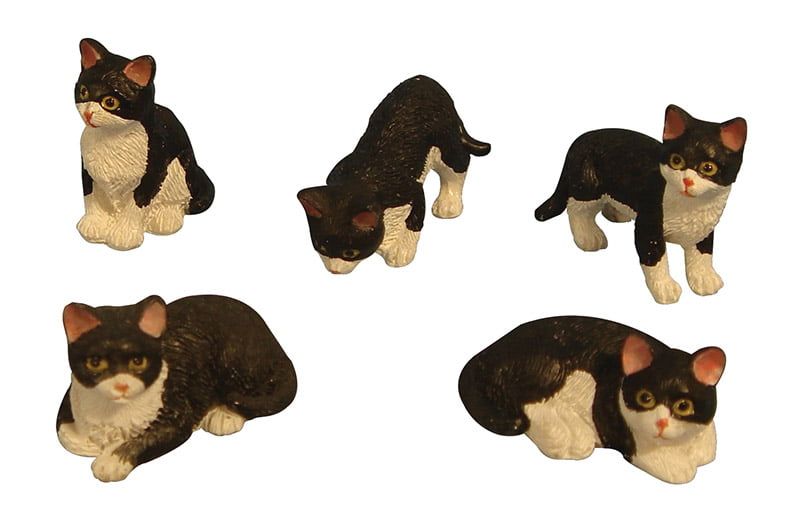 Black and White Cats 5 Assorted for 12th Scale Dolls House