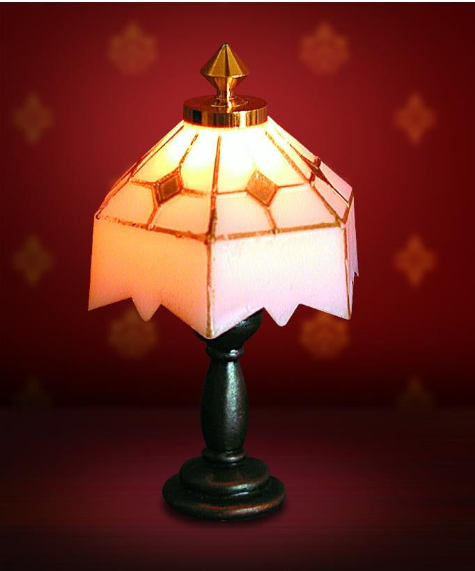 12V White Tiffany Lamp for 12th Scale Dolls House