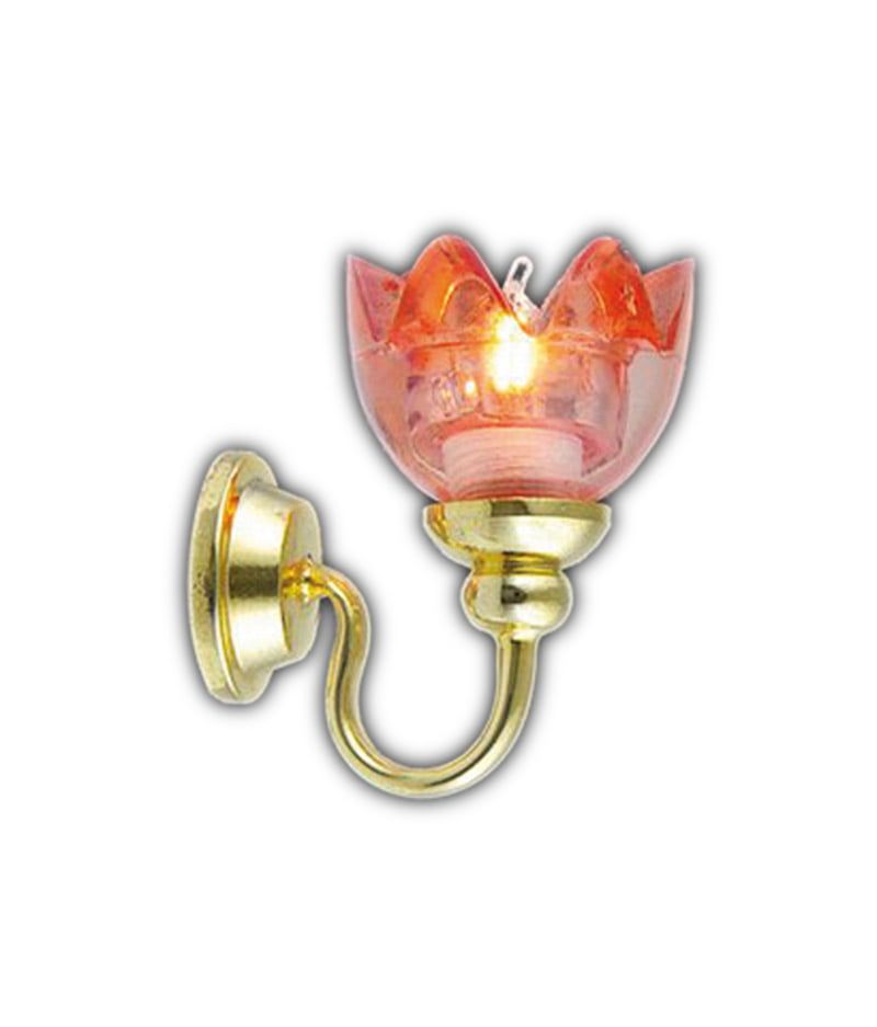 12V Lily Wall Lamp With Red Shade for 12th Scale Dolls House