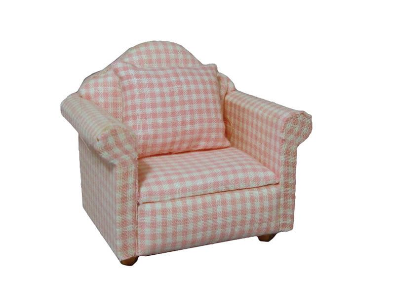 Pink Pattern Armchair for 12th Scale Dolls House