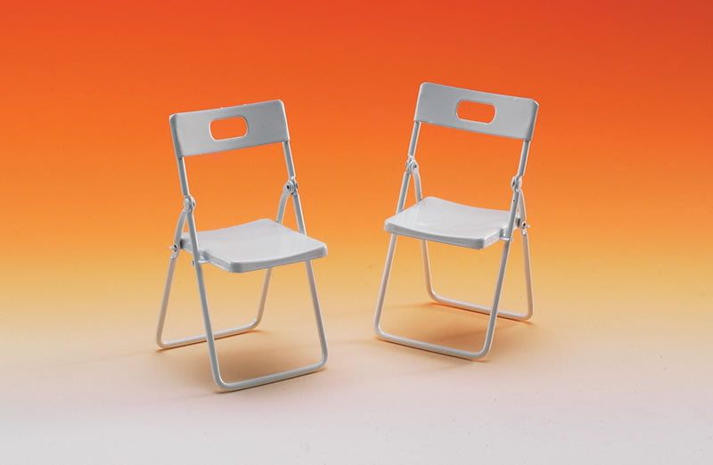 White Folding Chairs x 2 for 12th Scale Dolls House