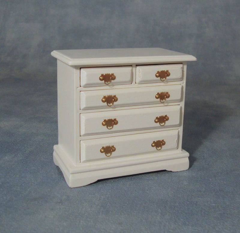 White Chest of Drawers for 12th Scale Dolls House