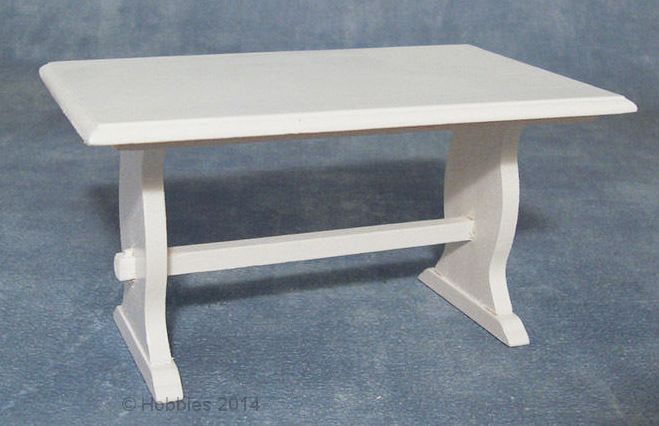 Country Kitchen Table White for 12th Scale Dolls House