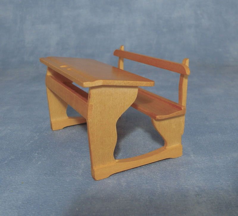 Pine Desk and Bench for 12th Scale Dolls House