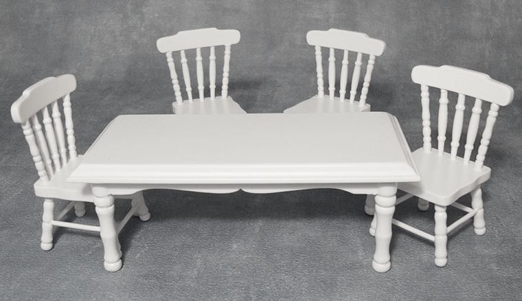 White Kitchen Table and Chairs Set for 12th Scale Dolls House