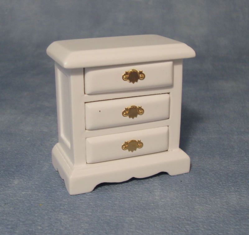 White Bedside Drawers for 12th Scale Dolls House