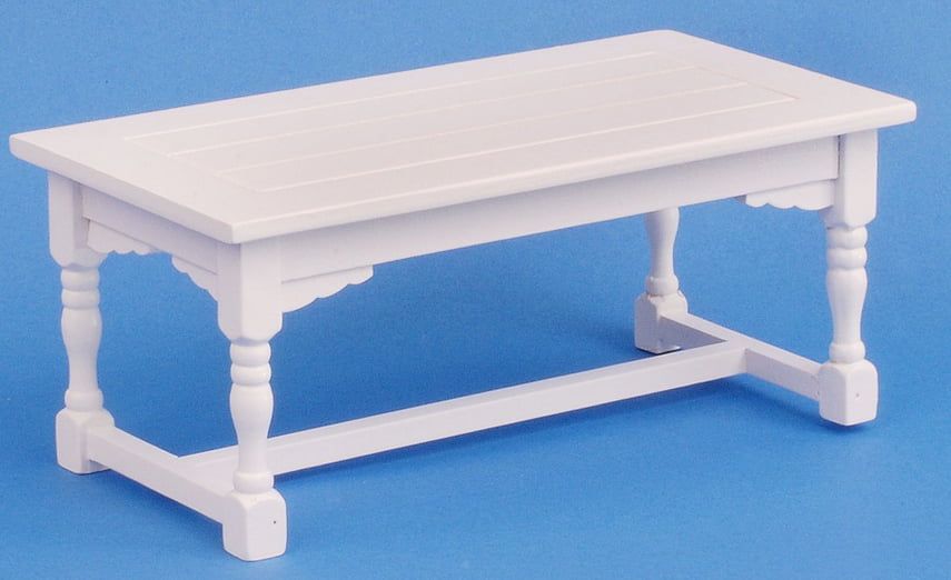 White Refectory Table White for 12th Scale Dolls House