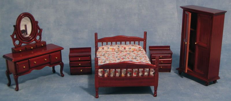 Mahogany Bedroom Set for 12th Scale Dolls House