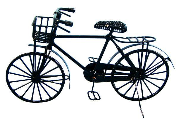Black Bicycle with Shopping Basket for 12th Scale Dolls House