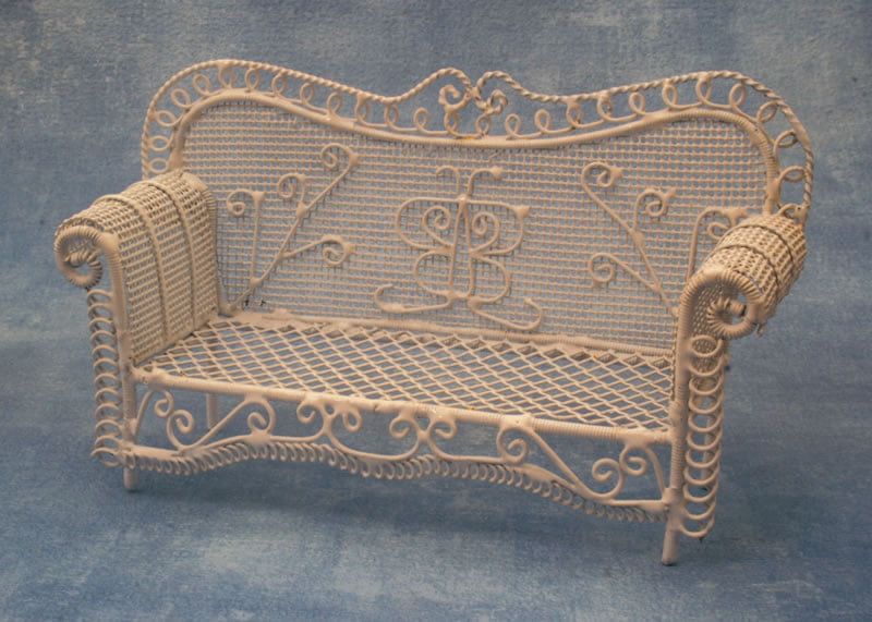 White Metal Garden Bench for 12th Scale Dolls House