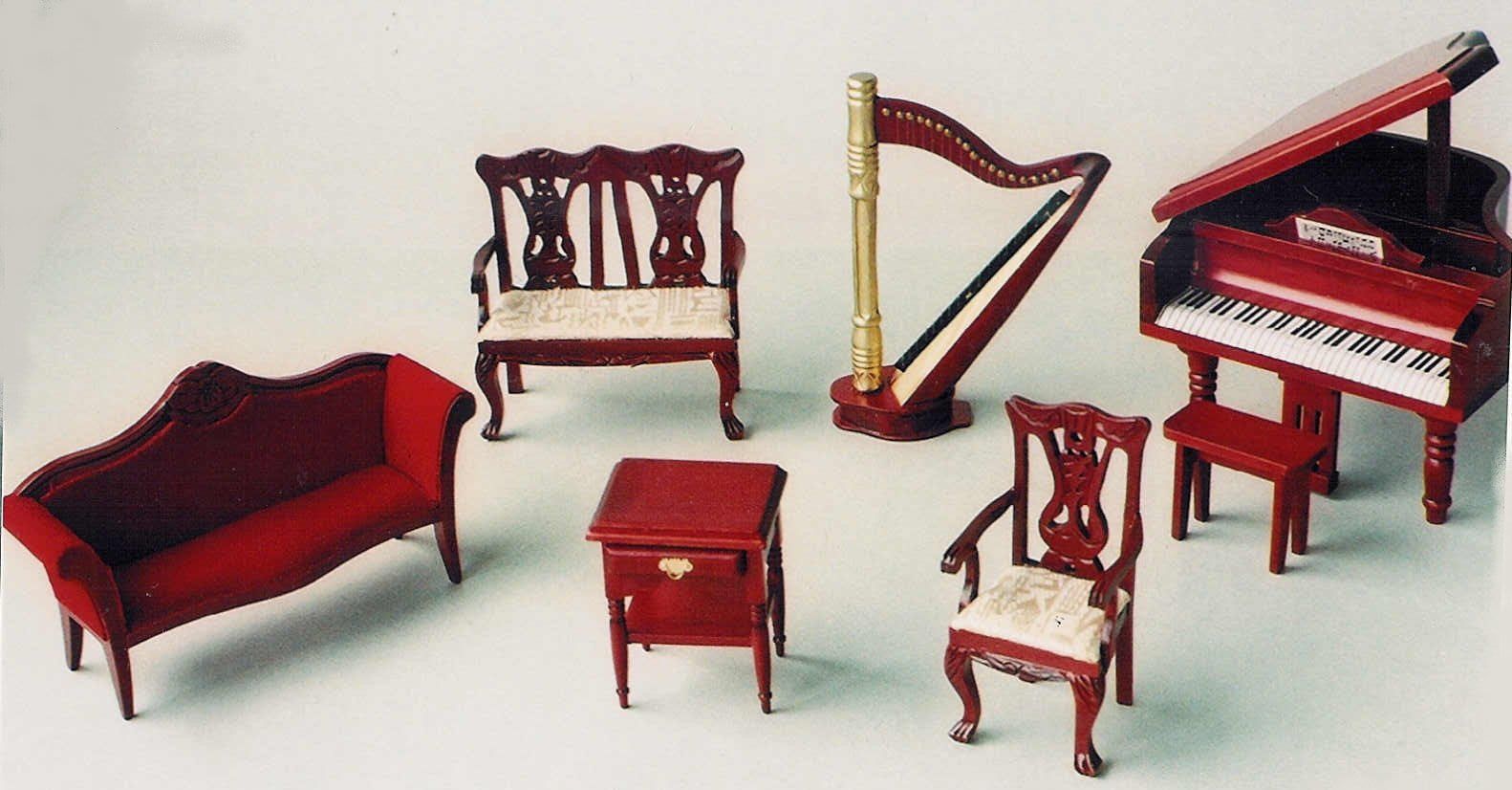 7 Piece Music Room Set for 12th Scale Dolls House