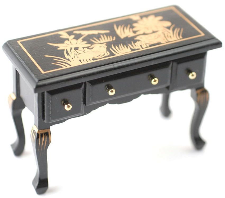 Black Chinese Drawer Table for 12th Scale Dolls House
