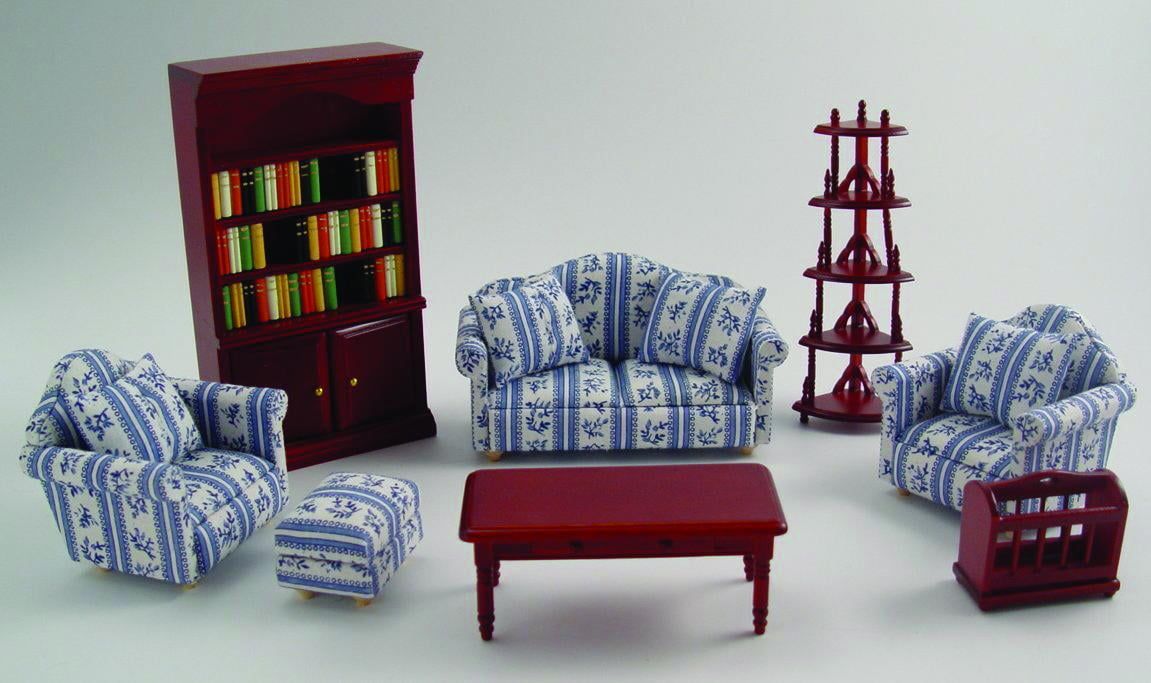 Deluxe Living Room Set Blue for 12th Scale Dolls House