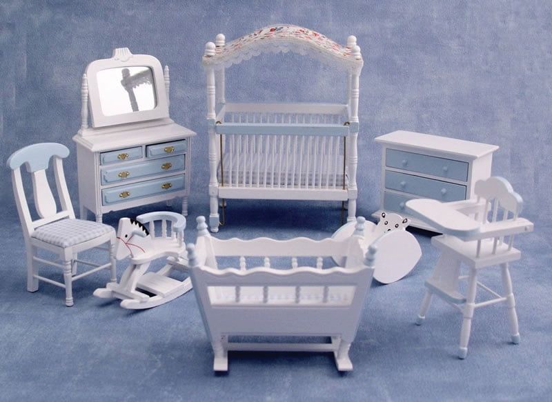 Blue Nursery Furniture Set for 12th Scale Dolls House