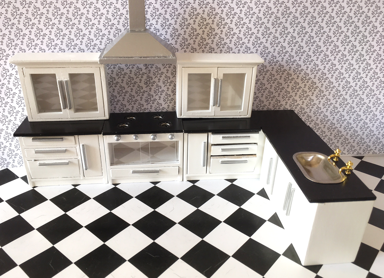 Modern White Kitchen Sets for 12th Scale Dolls House